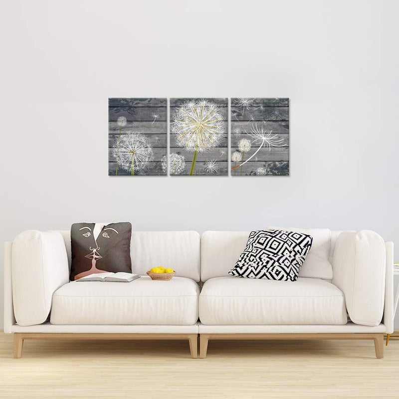 Zlove Dandelion Wall Art Boho Floral Wall Decor Rustic Neutral Painting Print for Bathroom Home Decor, 12"x16", 3Pcs (Grey) - Image 5